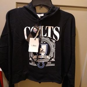 Women's Indianapolis Colts Wear by Erin Andrews Crop  Sponge Hoodie Lg New! Fall
